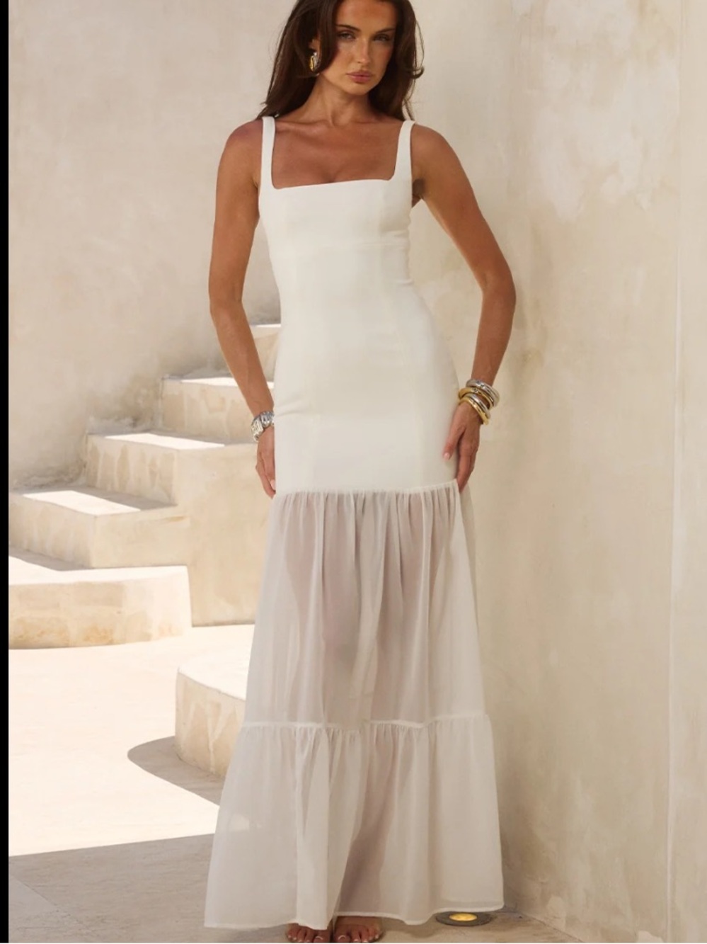 Runaway the label tahlia maxi dress white